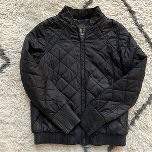 Barbour Streak Quilt Bomber Jacket w/ Detachable Hood & Leather Trim – XS